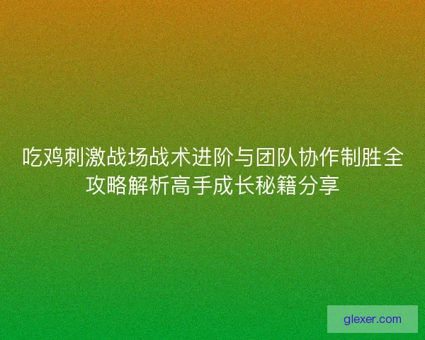 吃鸡刺激战场战术进阶与团队协作制胜全攻略解析高手成长秘籍分享